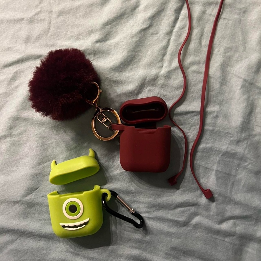 Green Monster and Red AirPods Cases